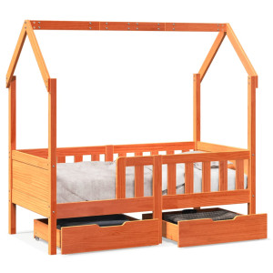 Estructura de cama infantil con cajones madera de pino 80x160cm D