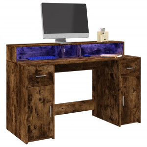 Mesa com LED Engenharia de Madeira Smoked Oak 140x55x91 cm D