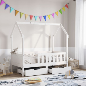 Estrutura de cama infantil com gavetas de madeira 80x160cm D