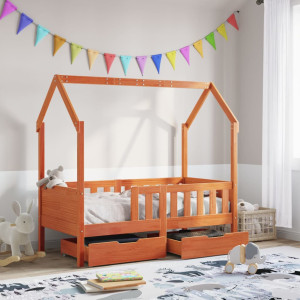 Estructura de cama para niños con cajones madera pino 70x140 cm D