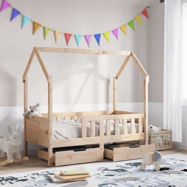 Estructura de cama para niños con cajones madera pino 70x140 cm D