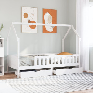 Estructura de cama para niños con cajones madera pino 90x200 cm D