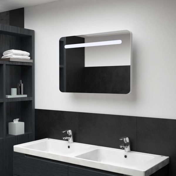 Mobiliário de banheiro com espelho LED 80x9.5x55 cm D