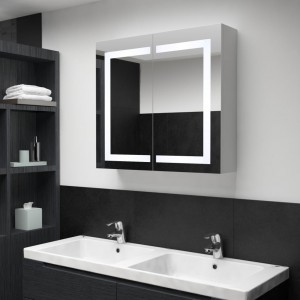 Mueble de baño con espejo LED 80x12.2x68 cm D