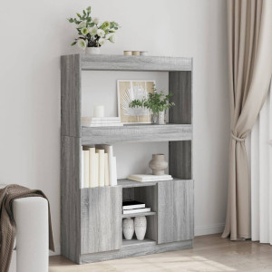 Aparador alto madera de ingeniería gris Sonoma 92x33x140 cm D