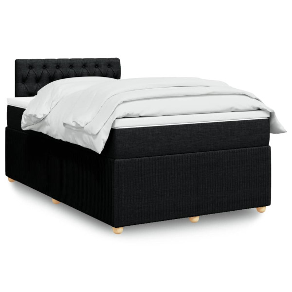 Cama box spring con colchón tela negro 120x190 cm D