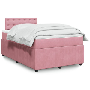 Cama box spring con colchón terciopelo rosa 120x190 cm D