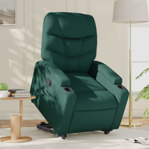 Sillón reclinable elevable tela verde oscuro D