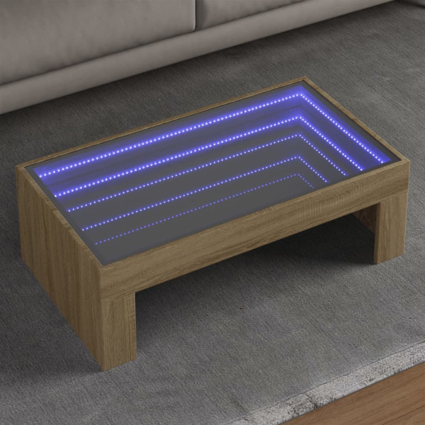 Mesa de centro con Infinity LED roble Sonoma 90x50x30 cm D