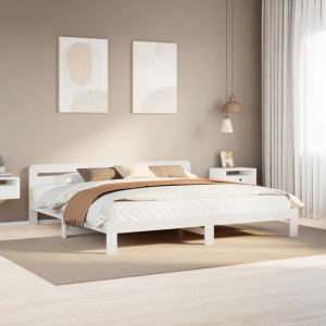 Cama sin colchón madera maciza de pino blanca 180x200 cm D