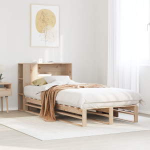 Cama con estantería sin colchón madera maciza 100x200 cm D