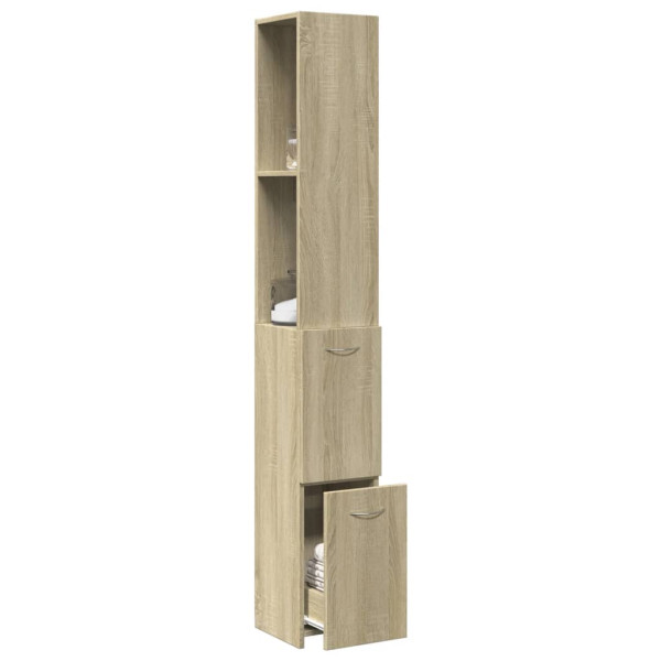 Armario de baño madera contrachapada roble Sonoma 25x26.5x170cm D