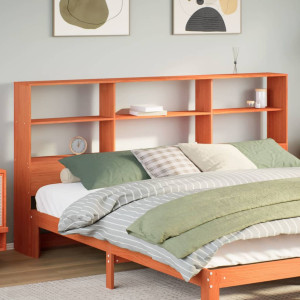 Cabecero de cama almacenaje madera maciza pino marrón 180 cm D