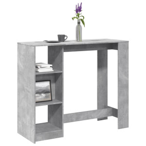 Mesa bar con estante madera gris hormigón 124x46x103.5 cm D