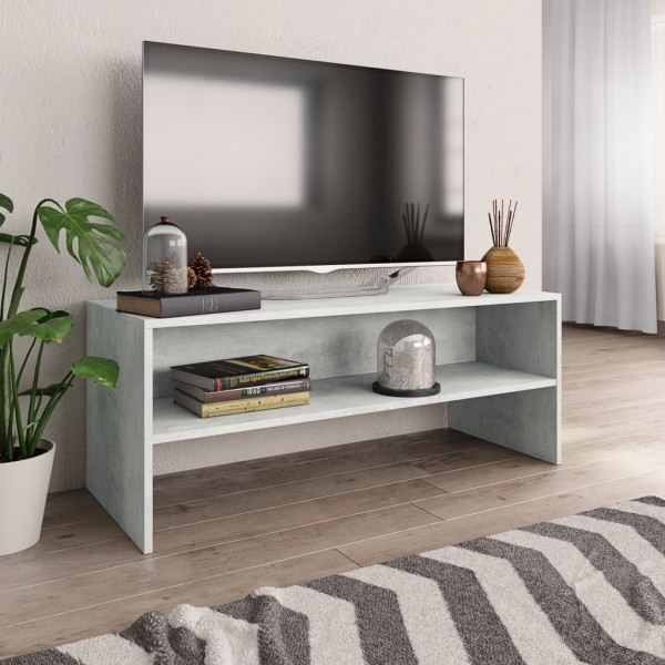 Mueble de TV madera contrachapada gris hormigón 100x40x40 cm D