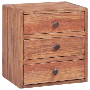Mesita de noche 3 cajones madera maciza reciclada 35x25x35 cm D