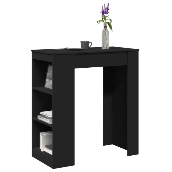 Mesa alta con estantes madera ingeniería negra 95x47x103.5 cm D