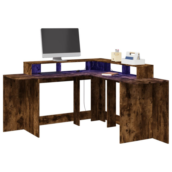 Mesa com LED Engenharia de Madeira Smoked Oak 152x152x91cm D