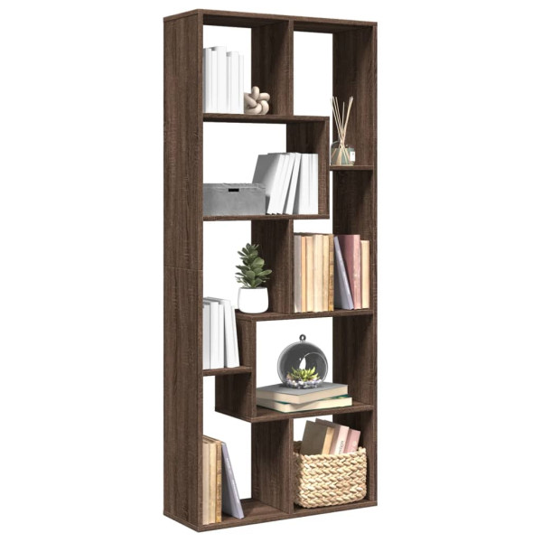 Librería divisora madera ingeniería marrón roble 67x25x161.5 cm D