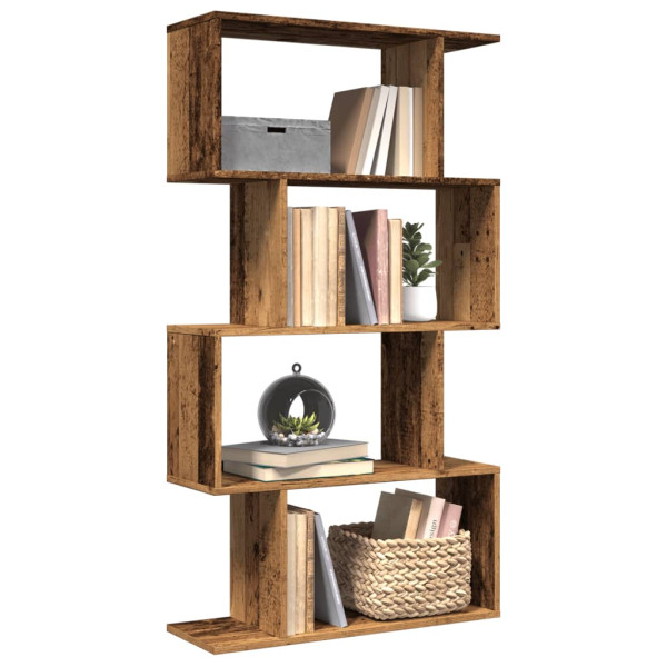 Librería divisora 4 niveles madera envejecida 70x24x129 cm D