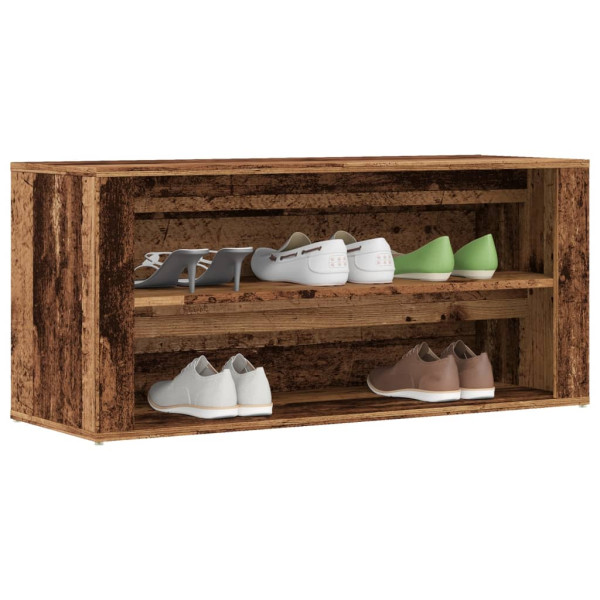 Banco zapatero madera ingeniería madera envejecida 100x35x45 cm D