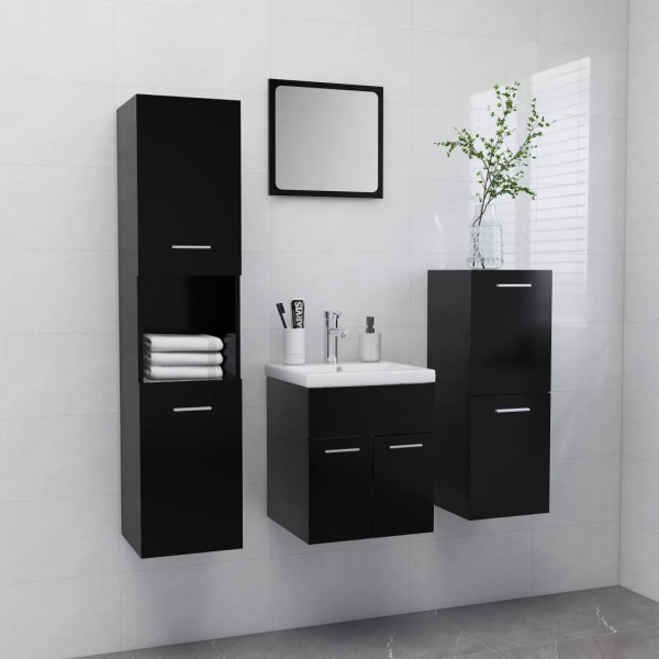 Juego de muebles de baño madera de ingeniería negro D