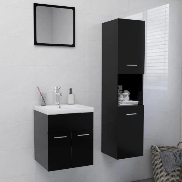 Juego de muebles de baño madera de ingeniería negro D