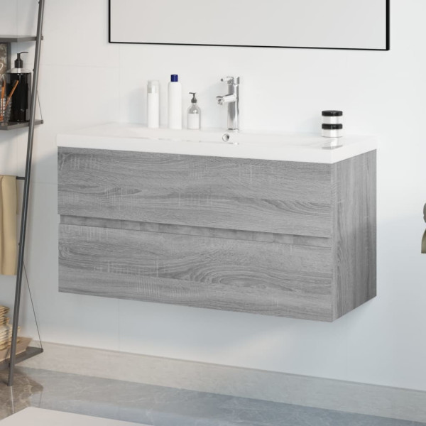 Mueble de baño con lavabo madera contrachapada gris Sonoma D