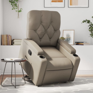 Sillón reclinable elevable cuero artificial color capuchino D