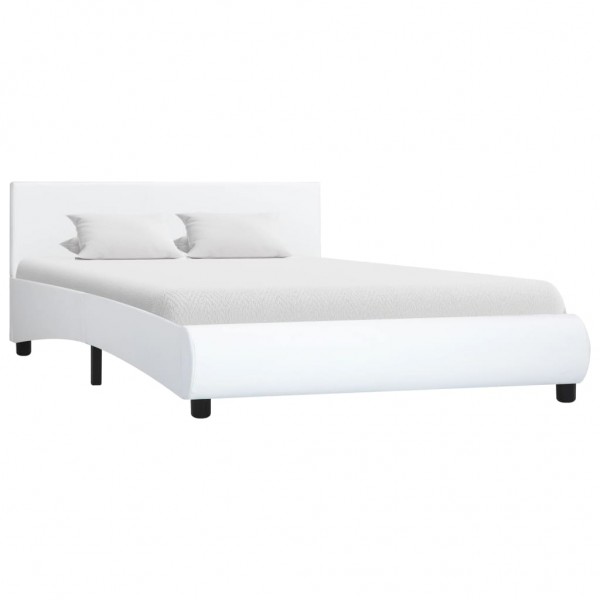 Estrutura de cama de couro sintético branco 120x200 cm D