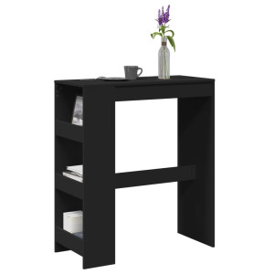 Mesa alta con estantes madera ingeniería negra 90x40x103.5 cm D