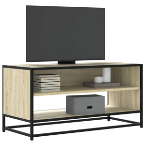 Mueble TV metal y madera ingeniería roble Sonoma 91x40x46 cm D