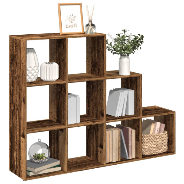 Librería divisora 3 niveles madera envejecida 137.5x29x103.5 cm D