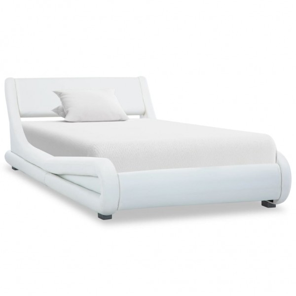 Estructura de cama de cuero sintético blanco 100x200 cm D