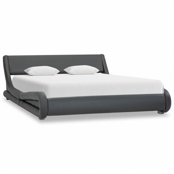 Estructura de cama de cuero sintético gris 120x200 cm D