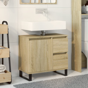 Armario de baño madera contrachapada roble Sonoma 65x33x60 cm D