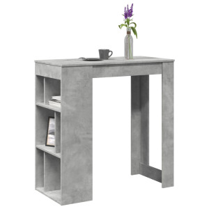 Mesa alta bar con estantes madera gris hormigón 102x50x103.5cm D