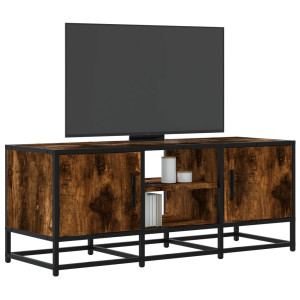 Mueble TV metal y madera ingeniería roble ahumado 100x35x41 cm D