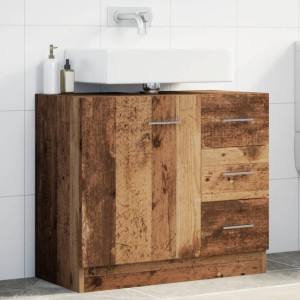 Armario para lavabo madera ingeniería envejecida 63x30x54 cm D