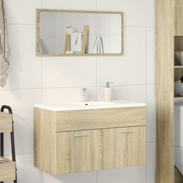 Armario para lavabo contrachapada color roble 80x38.5x46 cm D