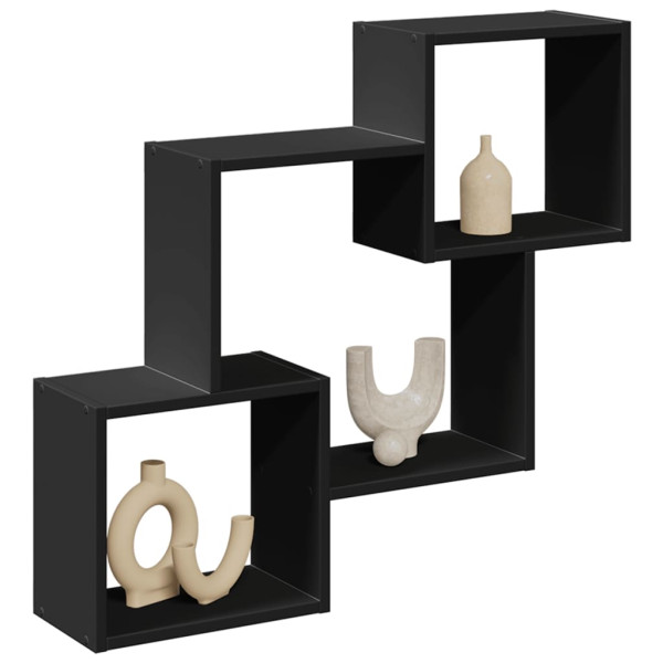 Armario de pared madera de ingeniería negro 78x18x71 cm D