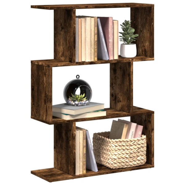 Librería divisora 3 niveles madera roble ahumado 70x24x97 cm D