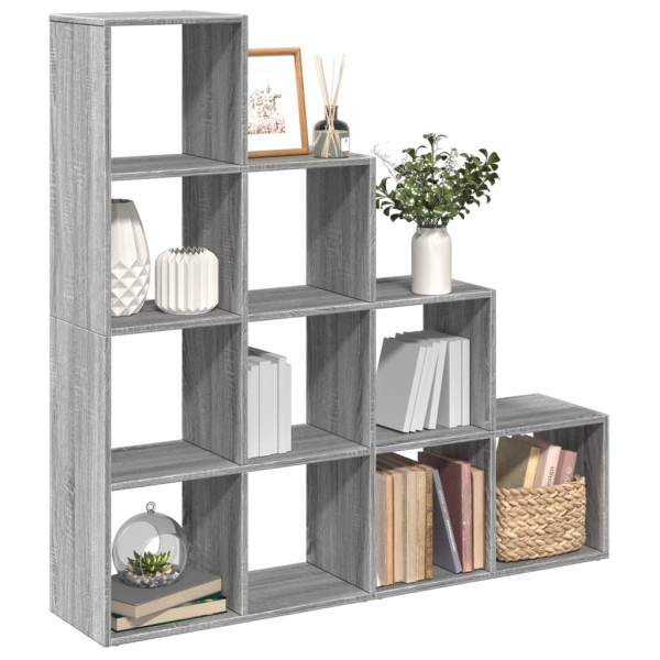 Librería divisora 4 niveles madera gris Sonoma 131.5x29x131.5cm D