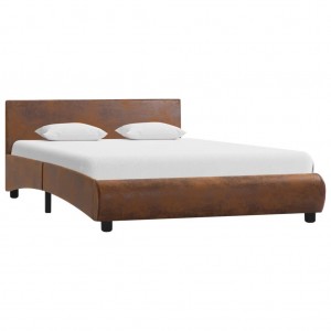 Estructura de cama de cuero sintético marrón 120x200 cm D