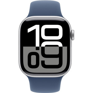 Apple Relógio Série 10 GPS 46 mm alumínio prata pulseira esportiva M/L azul jeans D