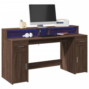 Mesa com engenharia de carvalho de madeira LED 160x55x91 cm D