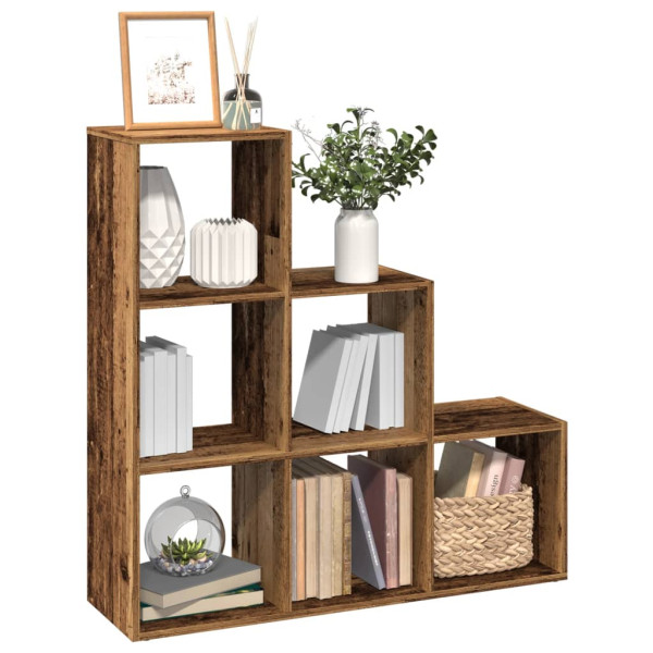 Librería divisor 3 niveles madera envejecida 99x29x99 cm D