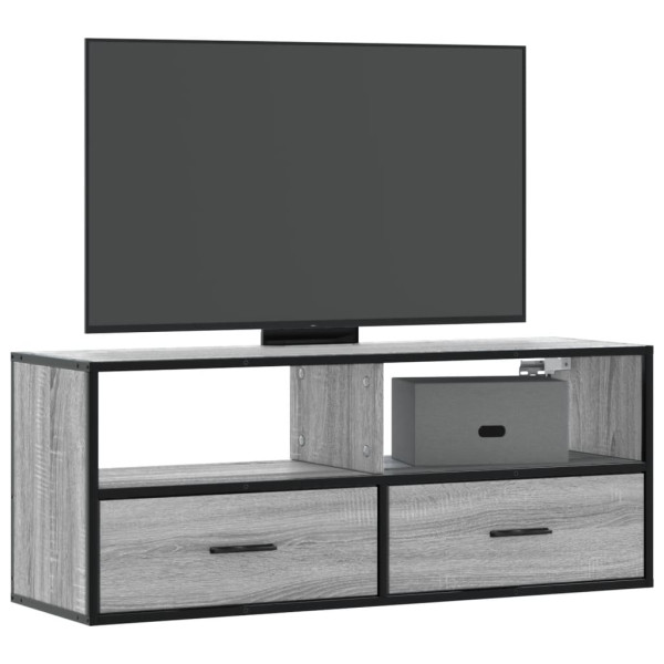 Mueble de TV madera y metal roble ahumado 100x31x39.5 cm D