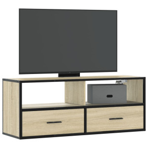 Mueble TV madera ingeniería y metal roble Sonoma 100x31x39.5 cm D