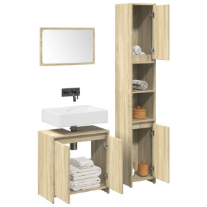 Set de muebles de baño 3 pzas madera contrachapada roble Sonoma D